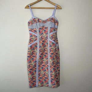 BCBGMaxAzria Ayla Floral Shift Dress Preppy Wedding Guest Picnic Size Sz 2